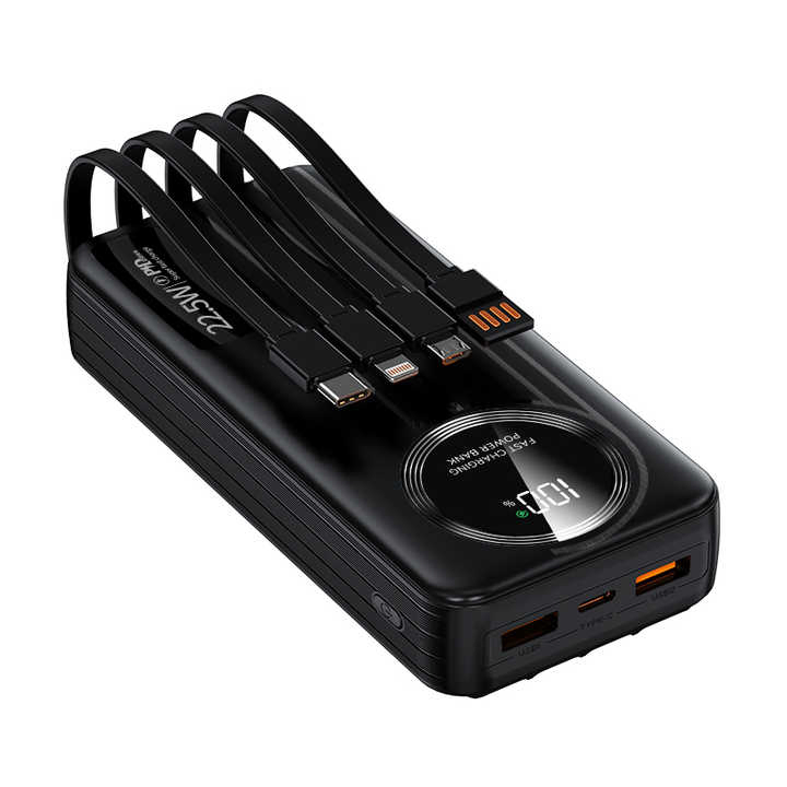 20000mAh Inbuilt 4 Cables Fast Charging Power Bank Mobile Phone Battery Charger