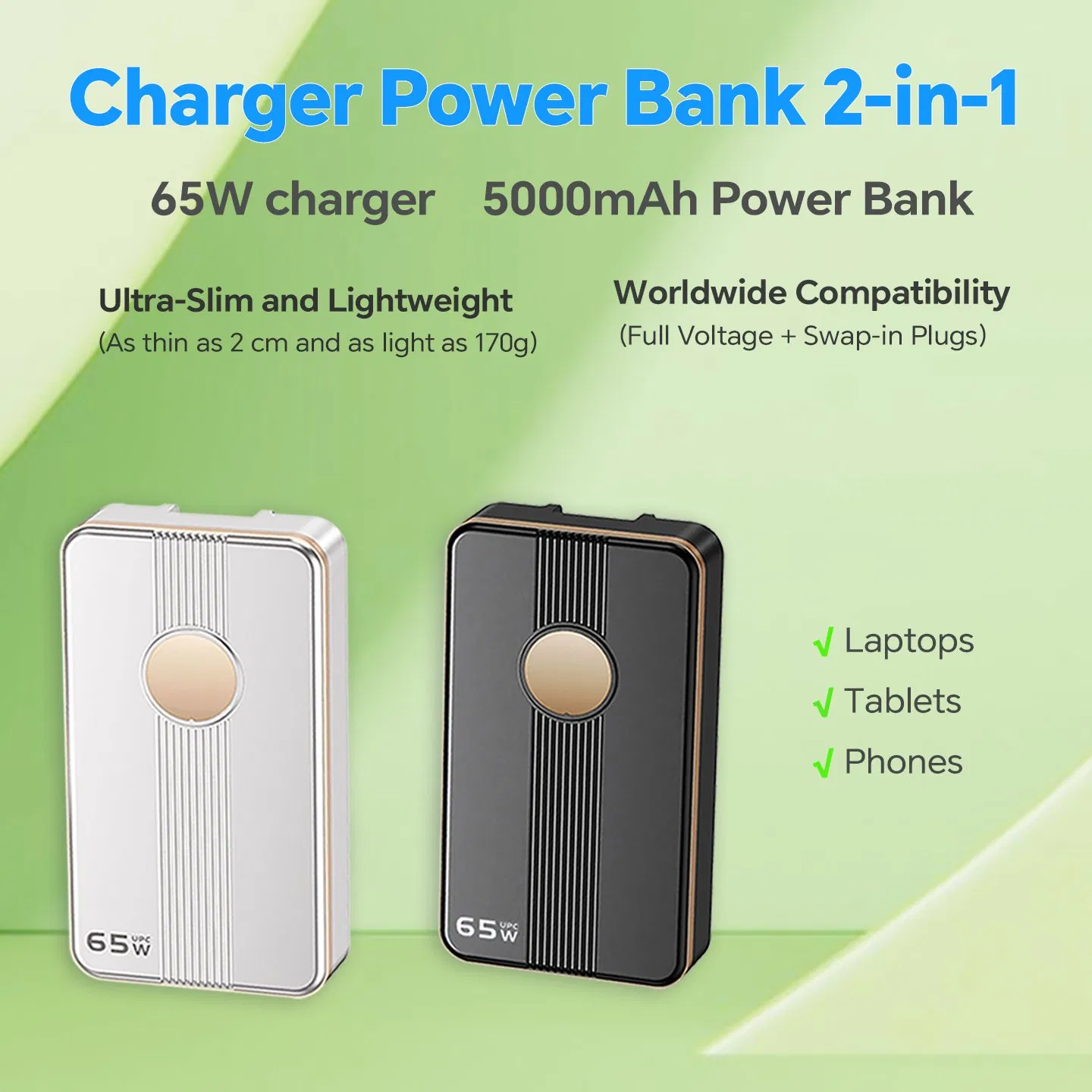 5000mAh GaN Power Bank 65W Pd Mobile Phone Charger, Reliable Power Source for Remote Working and Learning