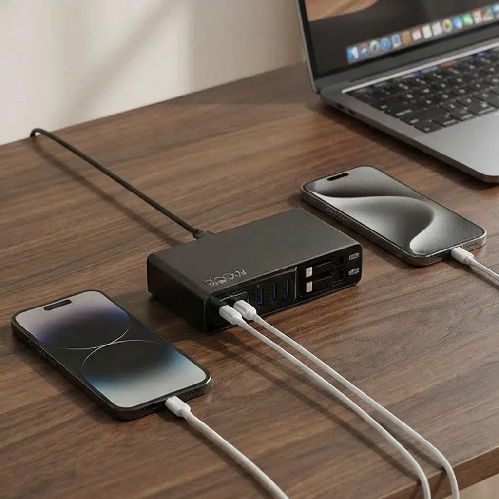 Hot Sale Portable 320W 5c+3A GaN Charger Fast Charging Station Multi-Port USB and Type C Charger