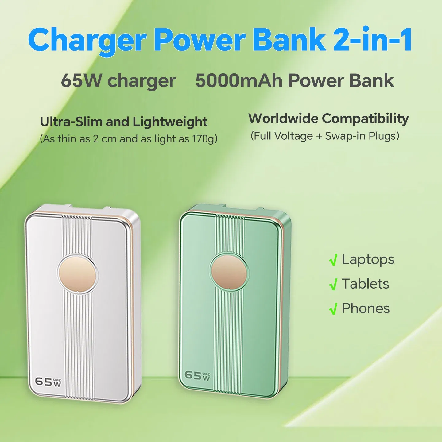 5000mAh GaN Power Bank 65W Pd Mobile Phone Charger, Reliable Power Source for Remote Working and Learning