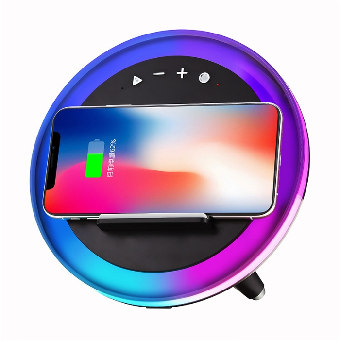 Fashionable Wireless Charger with Bt Speaker and Colorful RGB Light