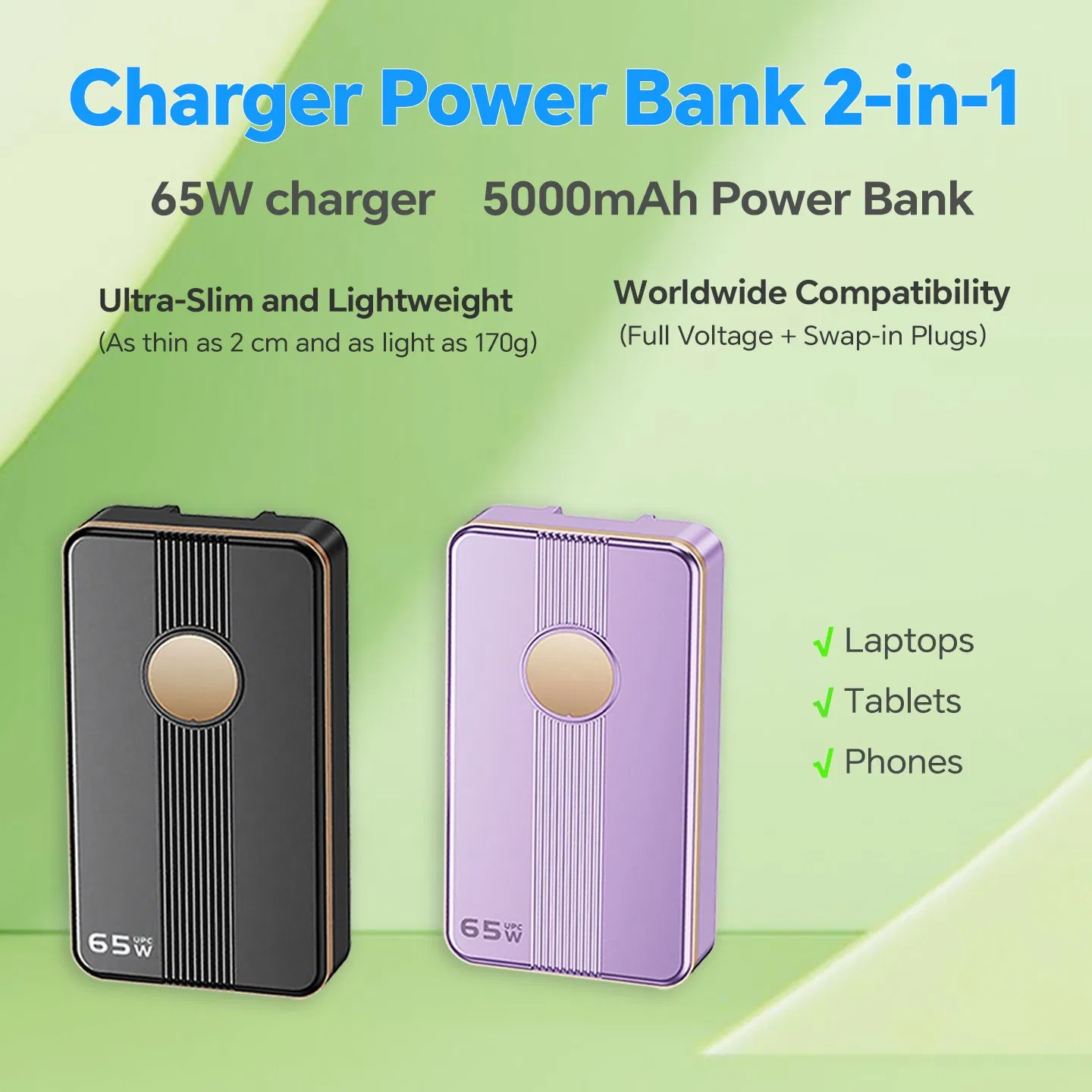 5000mAh GaN Power Bank 65W Pd Mobile Phone Charger, Reliable Power Source for Remote Working and Learning