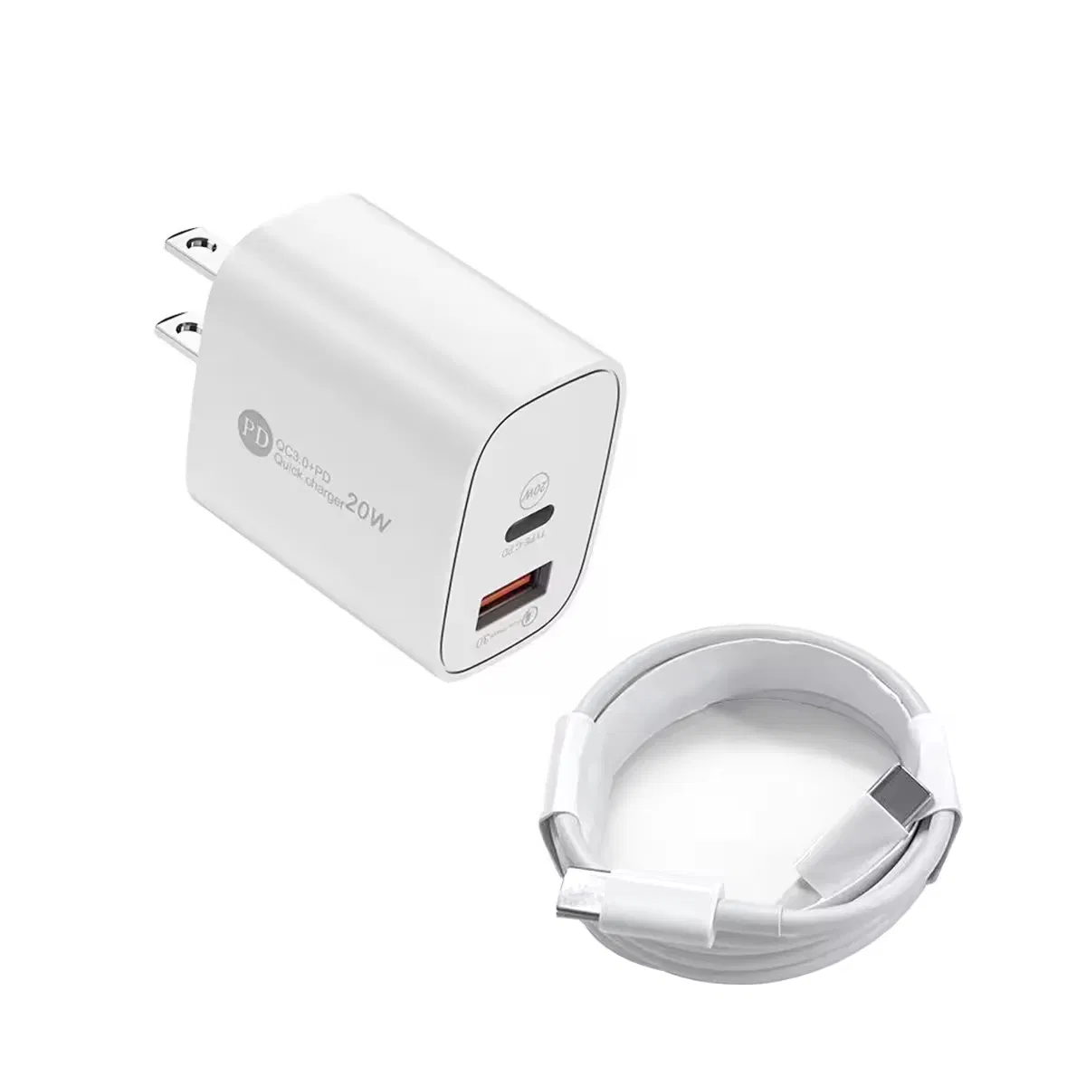 Portable Bulk Cell Phone Wall USB-C Type C Cable Fast Charging Plug Pd 20W Charger