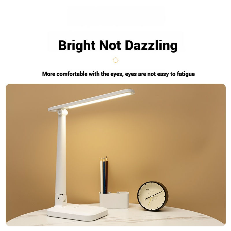 LED Folding Desk Lamp Detachable Pen Holder Three-Level Dimming USB 12o0ma Touch Control Learning Table Lamp