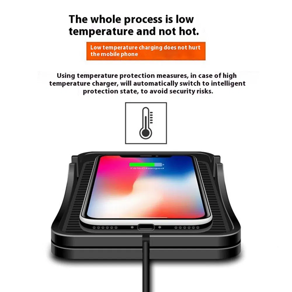 D7 Car Wireless Charger 15W Non Slip Desktop Charging Pad with 1m Cable for Automotive / Home - Type C Plug