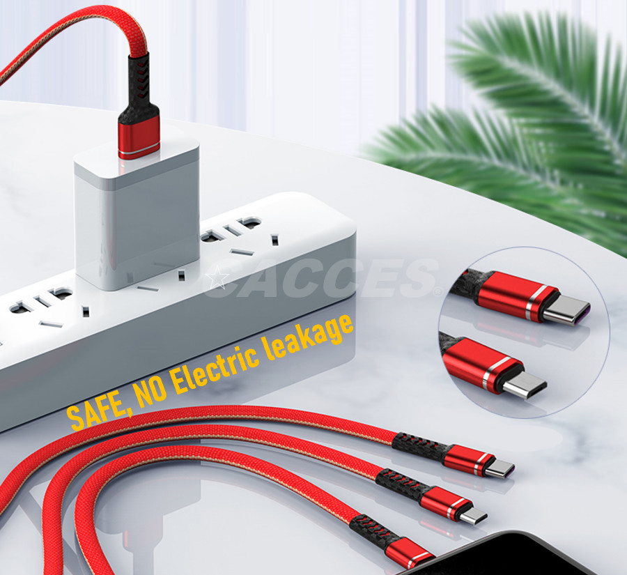 Multi Charging Cable,Multi Charger Cable Braided 3in1 Charging Cable Multi USB Cable Fast Charging Cord W/Type-C,Micro USB&IP Port,Compatible W/Most Phone&Ipads