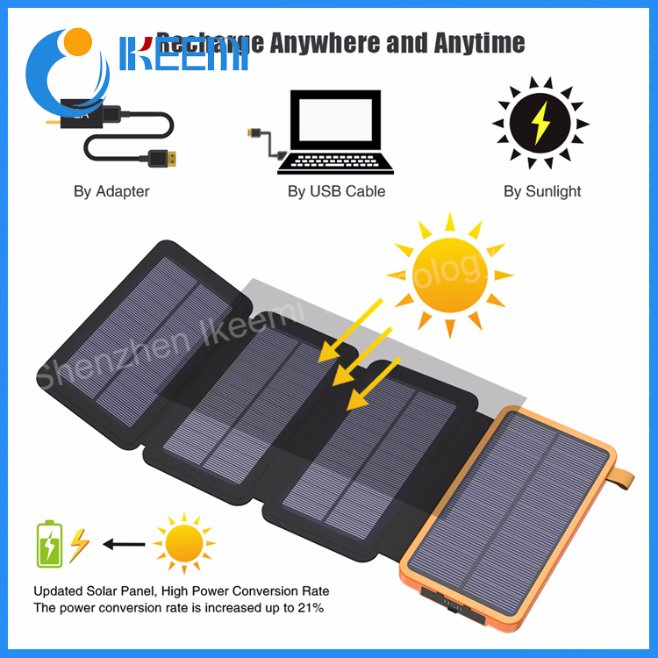 Solar Powered Solar Power Bank 10000mAh Portable Solar Charger