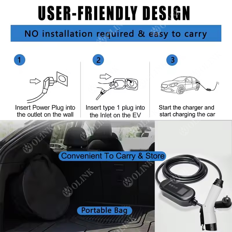 32A 7kw Portable EV Charger (J1772) Source Fatory OEM ODM