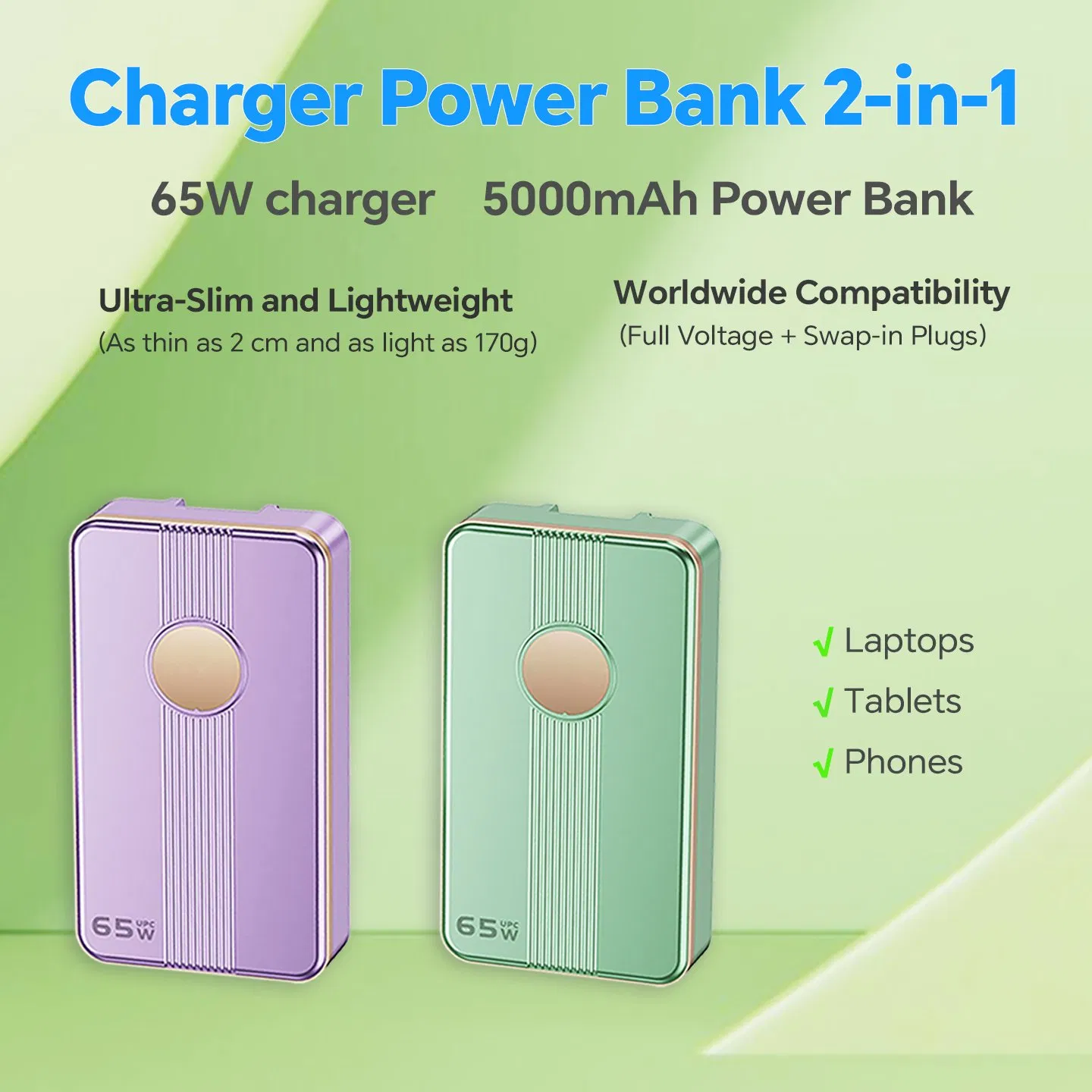 5000mAh GaN Power Bank 65W Pd Mobile Phone Charger, Reliable Power Source for Remote Working and Learning
