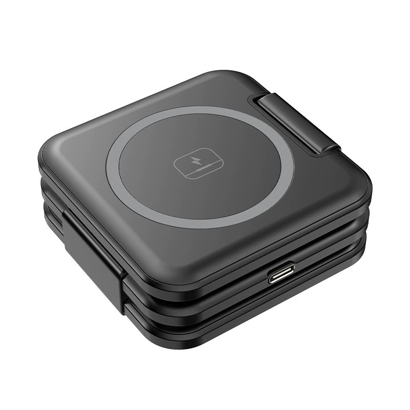 3-in-1 15W Fast Charging Universal Wireless Charger Magnetic Foldable Desk Phone Charger for Phone Watch Earbuds