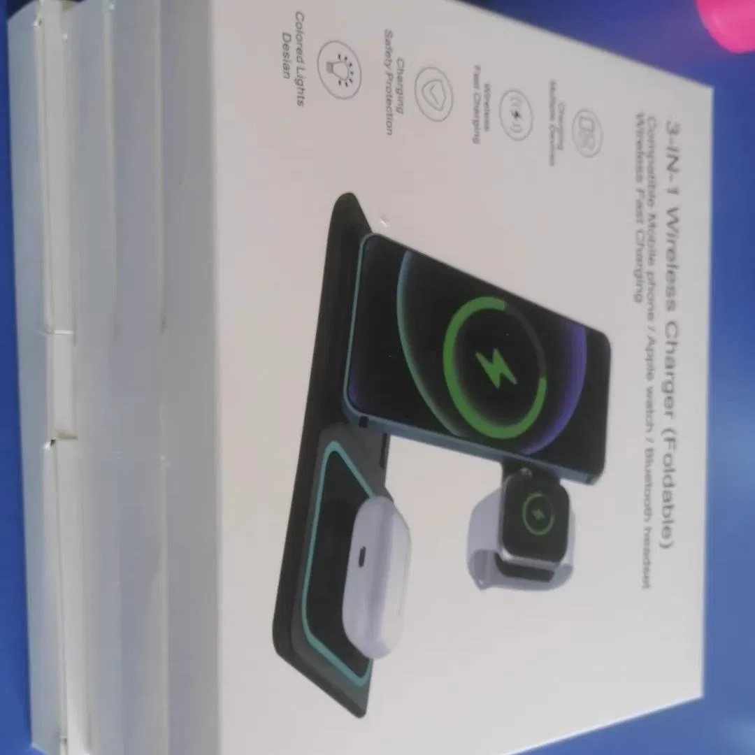 Foldable 3-in-1 Wireless Charger Stand, Desktop Charging Dock Compatible with Aple Phone and Watch Wireless Charging