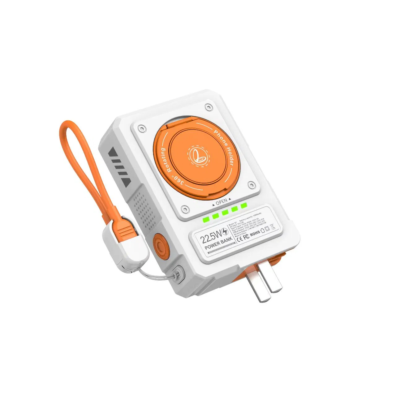 AC Folding Plug Portable Pd22.5W Fast Charging Wireless Charging 10000mAh Power Bank