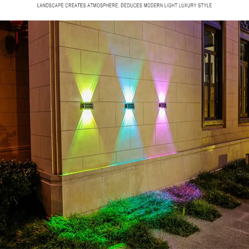 Outdoor Waterproof Colorful &amp; White LED Solar Wall Wash Light