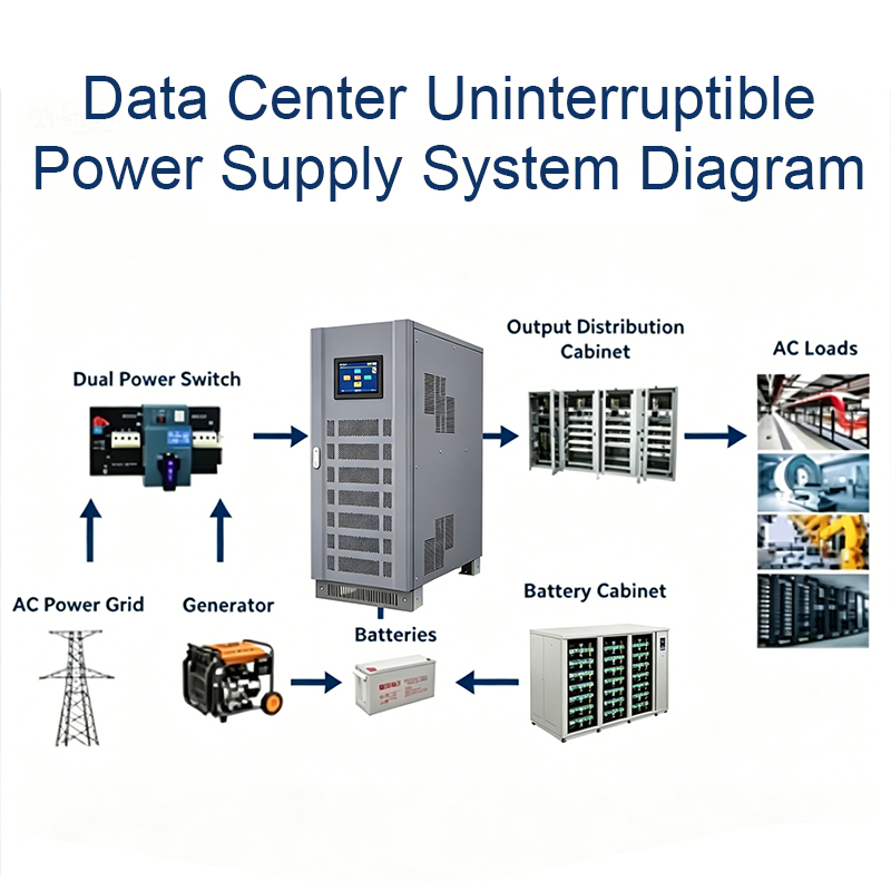 10kVA/8kW Single Phase Line Interactive UPS Company Cloud Desktop Terminal Server Backup Power Supply