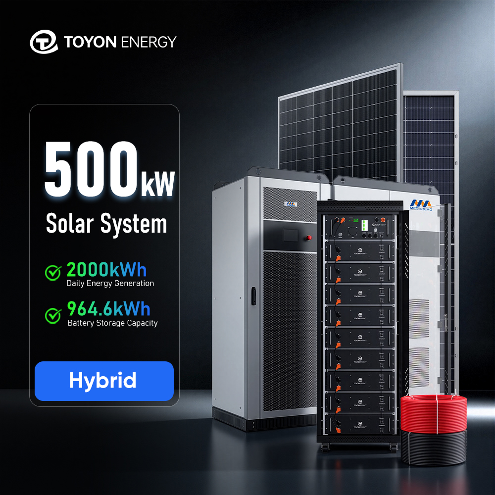 Toyon 500KW Commercial Hybrid Solar Energy Storage System With High Voltage 314AH Rack Mount Lithium Ion Battery