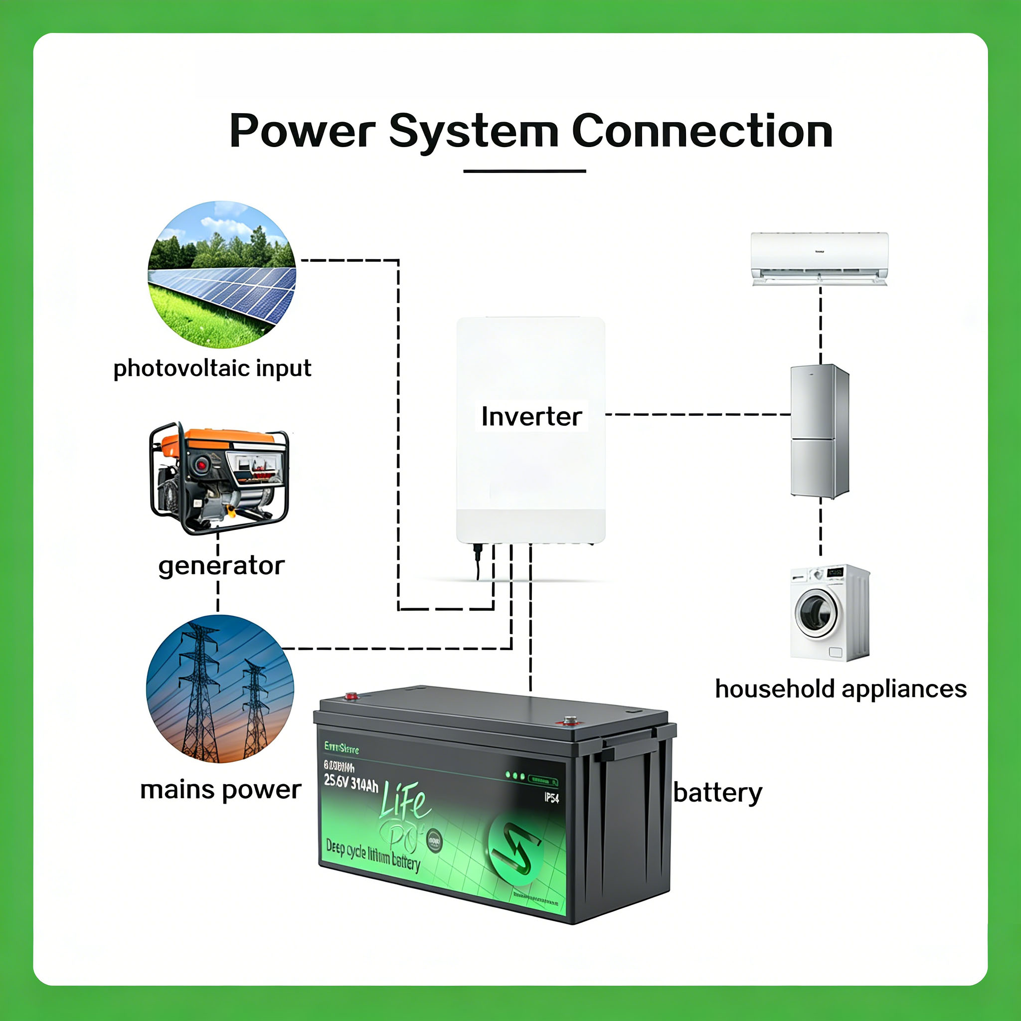 Enershare High Capacity 314Ah 24v Lifepo4 Solar Battery Lithium Energy Storage System OEM/ODM Supported
