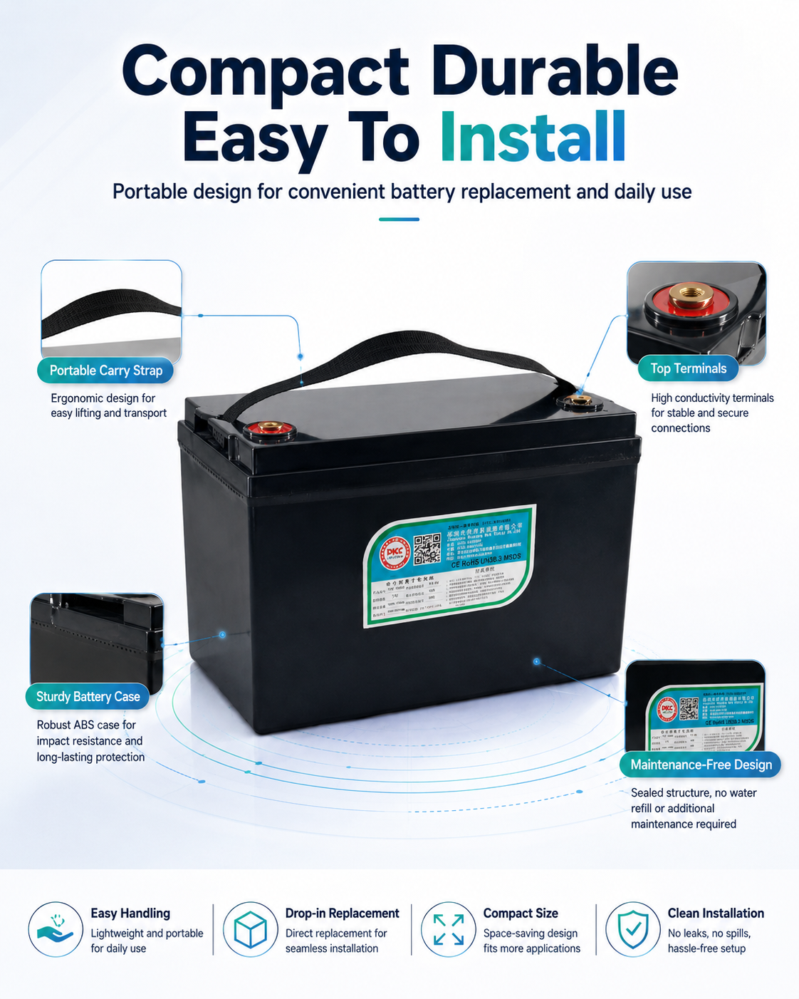 12V 100Ah LiFePO4 Lithium Battery Built In BMS Deep Cycle Power Pack