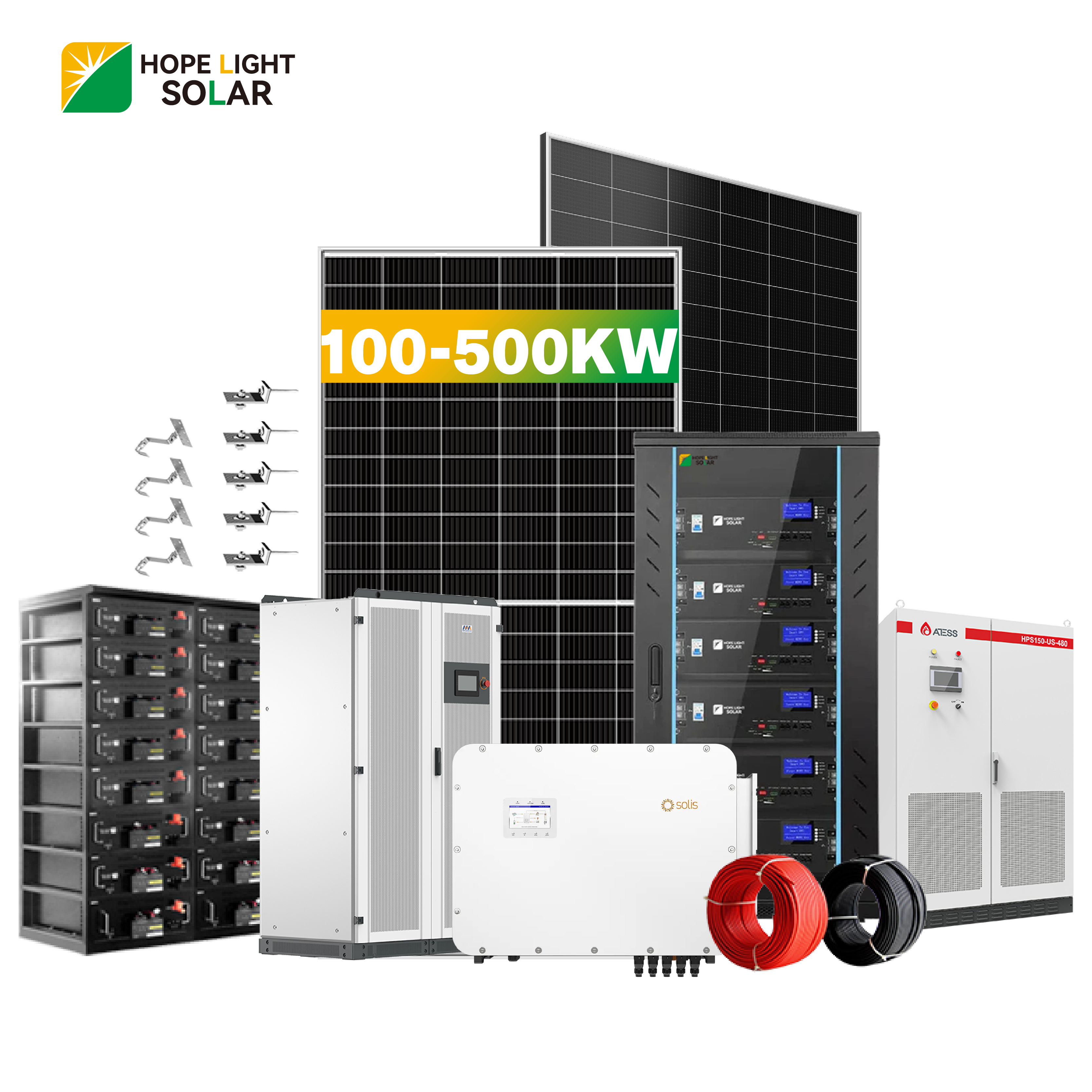 Industrial Solar Energy Storage System 300Kw 500kW Hybrid Commercial Solar Power Energy Storage System