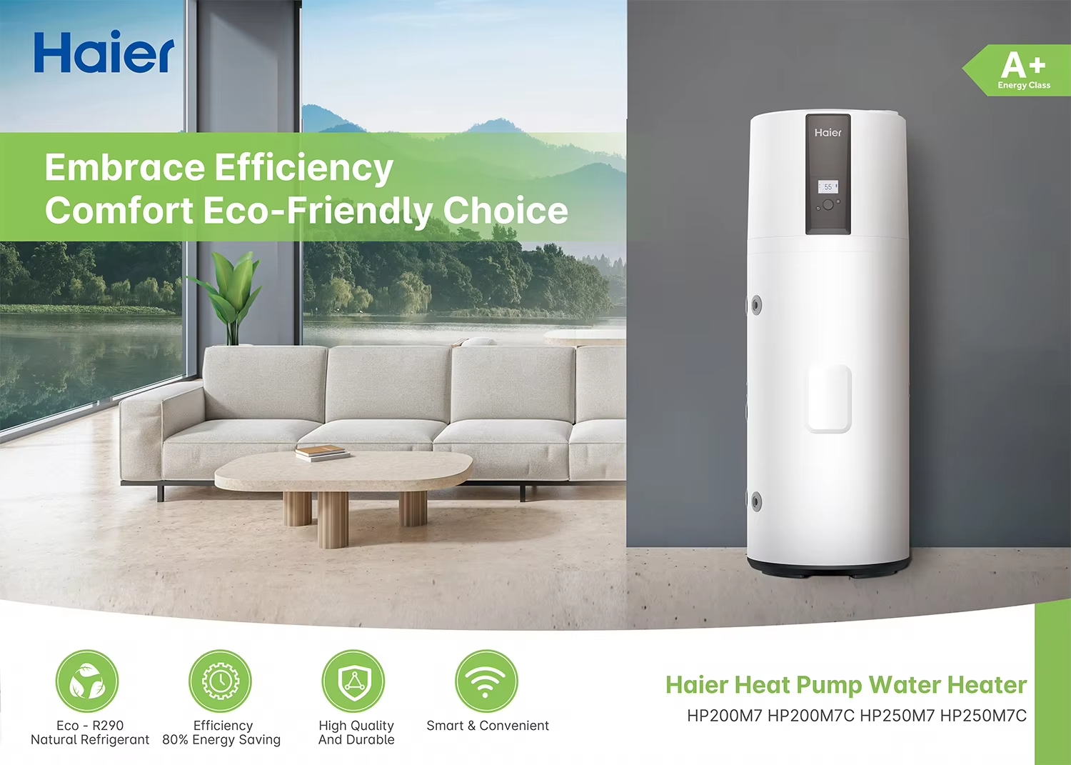 All in One Solar System 200/250l Built-In Tank 75c High Temperature Air Source Space Heat Pump Hot Water Boiler Heater