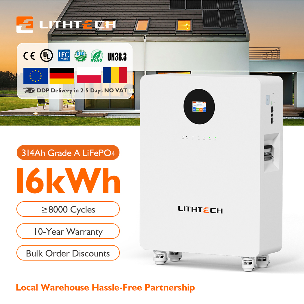 Solar Power 16Kwh 15kwh Lithium Battery 51.2v 314Ah 300Ah Home Solar System Battery Power Storage Supply Station with Wheel
