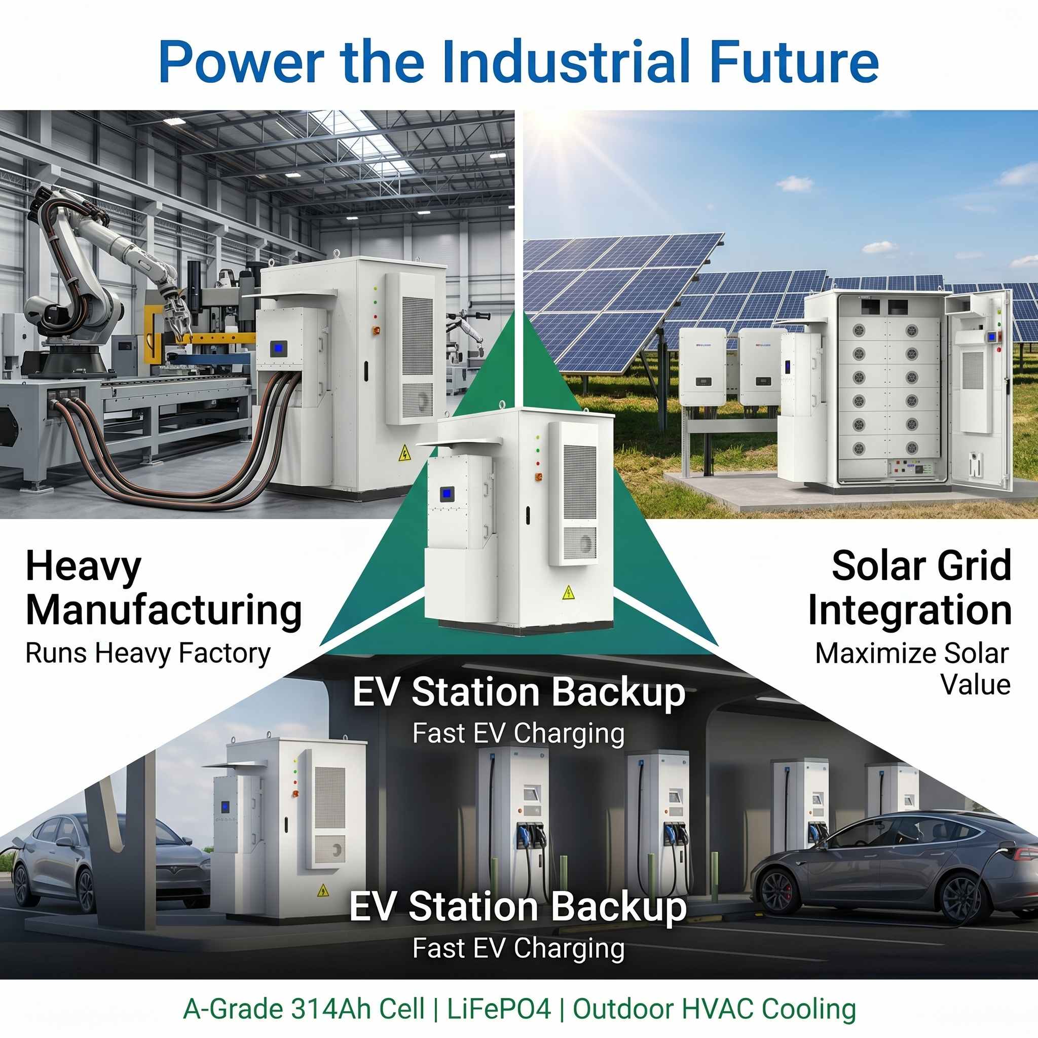 KUNETIC OEM 160kWh 241kWh 300kWh 500kWh Three Phase High Voltage BESS Commercial Solar Battery Storage System ESS Air Cooling