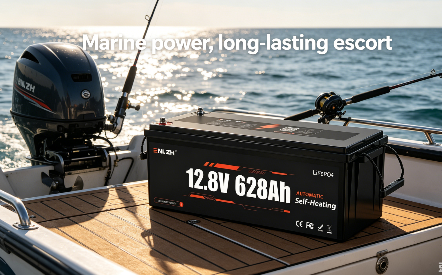 Enlzh Self-Heating 12.8V 628Ah LiFePO4 Battery Deep Cycle Built-in BMS for RV Marine Camper Truck Home Energy Storage