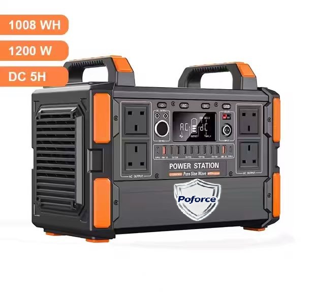 1200W 220V/230V EU Plug Car Compatible Portable Solar Power Station LiFePO4 Battery Pure Sine Wave Inverter For Outdoor Camping