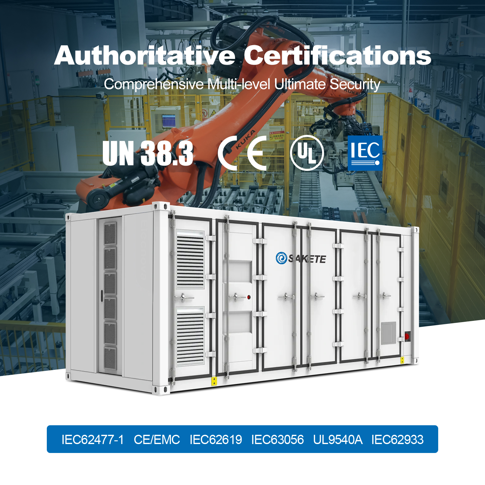 Utility Grade 2.17MWh Container ESS 1MW Solar Power Plant Storage System With 314Ah LiFePO4 Cells And Liquid/Air Cooling