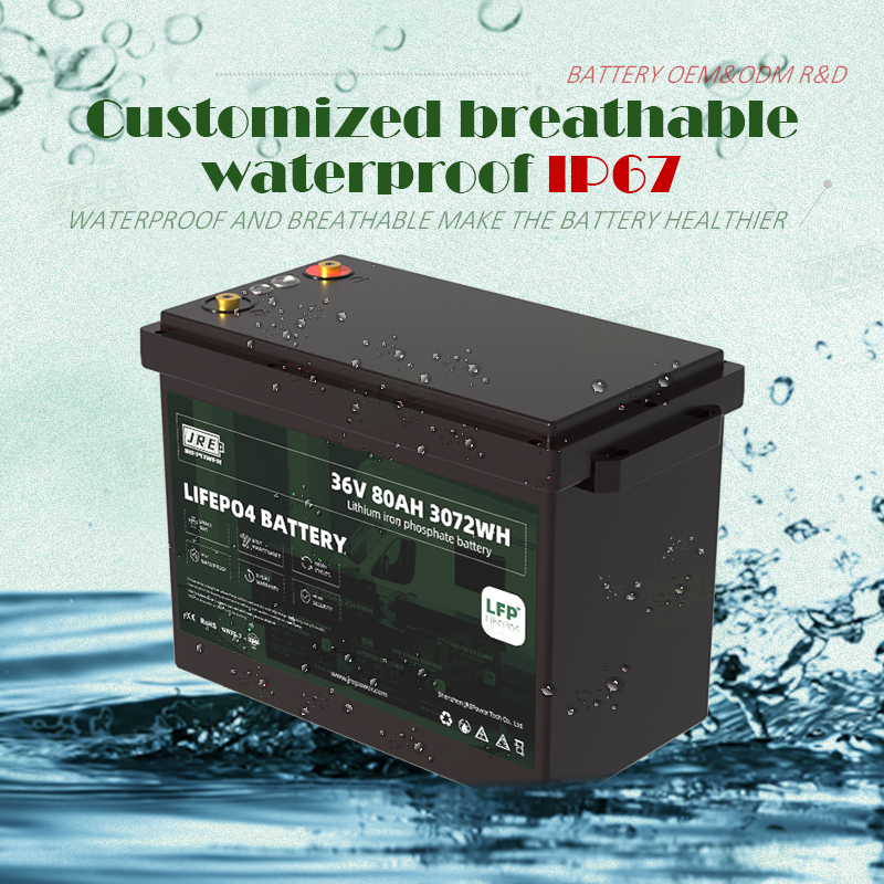 JREPower JszE-LF2365ME 38.4V 50Ah LiFePO4 Semi-Solid State 6000-Cycle Golf Buggy Marine Boat Yacht Lithium Ion Battery Pack