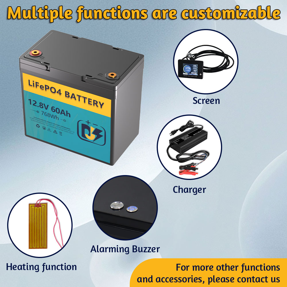 12V 60Ah RV Marine LiFePO4 Semi-solid State Battery 6000 Cycle IP67 Waterproof Built-in BMS DJS DJS-12-60E Marine Trolling Motor