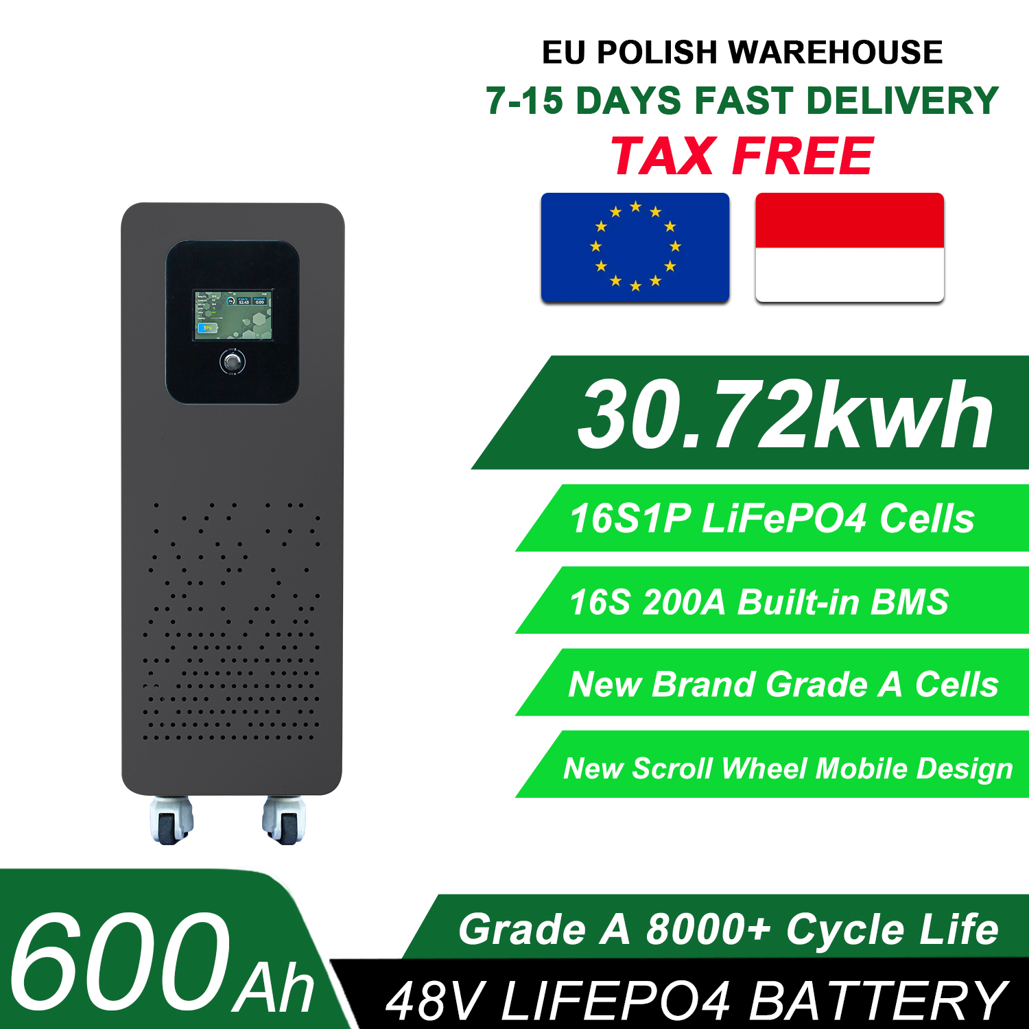 All In One Battery 30KW 50KW 600Ah Indoor Lithium LiFePo4 Battery Home Power Lithium Ion Pack