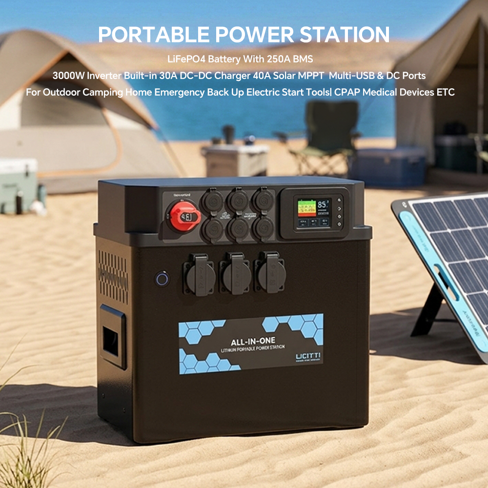 3000W Solar Generator Portable Marine Boat LifePo4 Battery Solar Panels Battery 12V Portable Power Station
