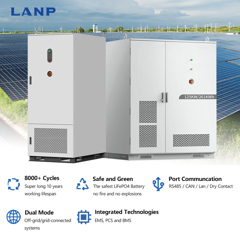 261kWh Industrial and Commercial Energy Storage System High Voltage BESS Lifepo4 Battery Solar Outdoor Liquid-Cooled Cabinet