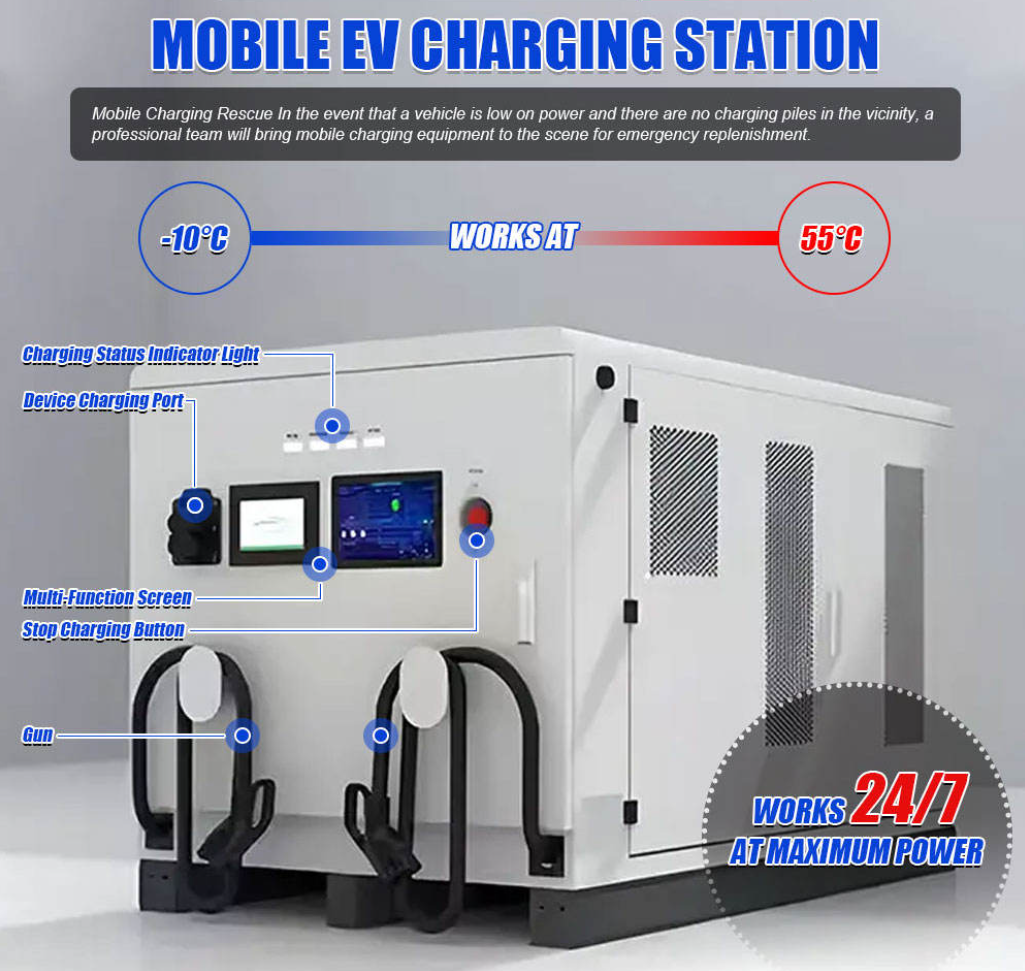 Emergency Road Rescue 141KWH LiFePO4 Battery EV Charger 120kW Mobile Charging For EV