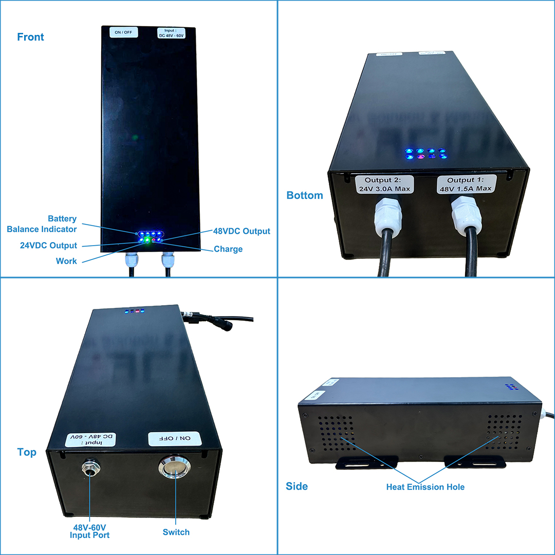Uninterruptible Power Supply MU248-G2 24V 3A 48V 1A Mini Ups 12V Smart Mini Ups for Telecommunications Devices IoT Devices