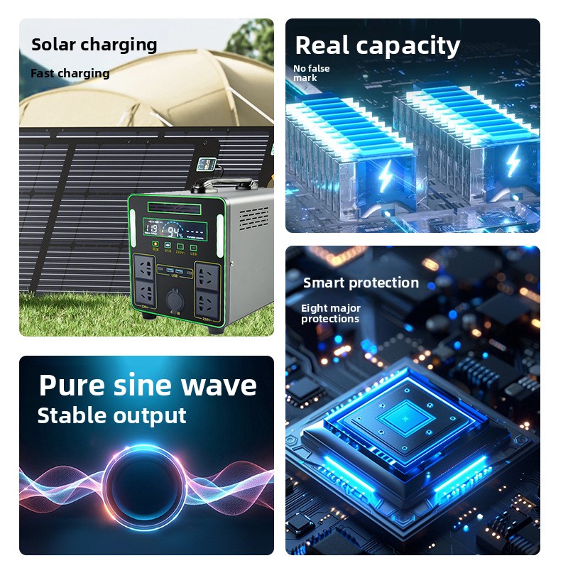 220V Outdoor Portable Power Station 10kWh Lithium-Ion Battery Overcharge/Overdischarge Protection Household Emergency Use Energy