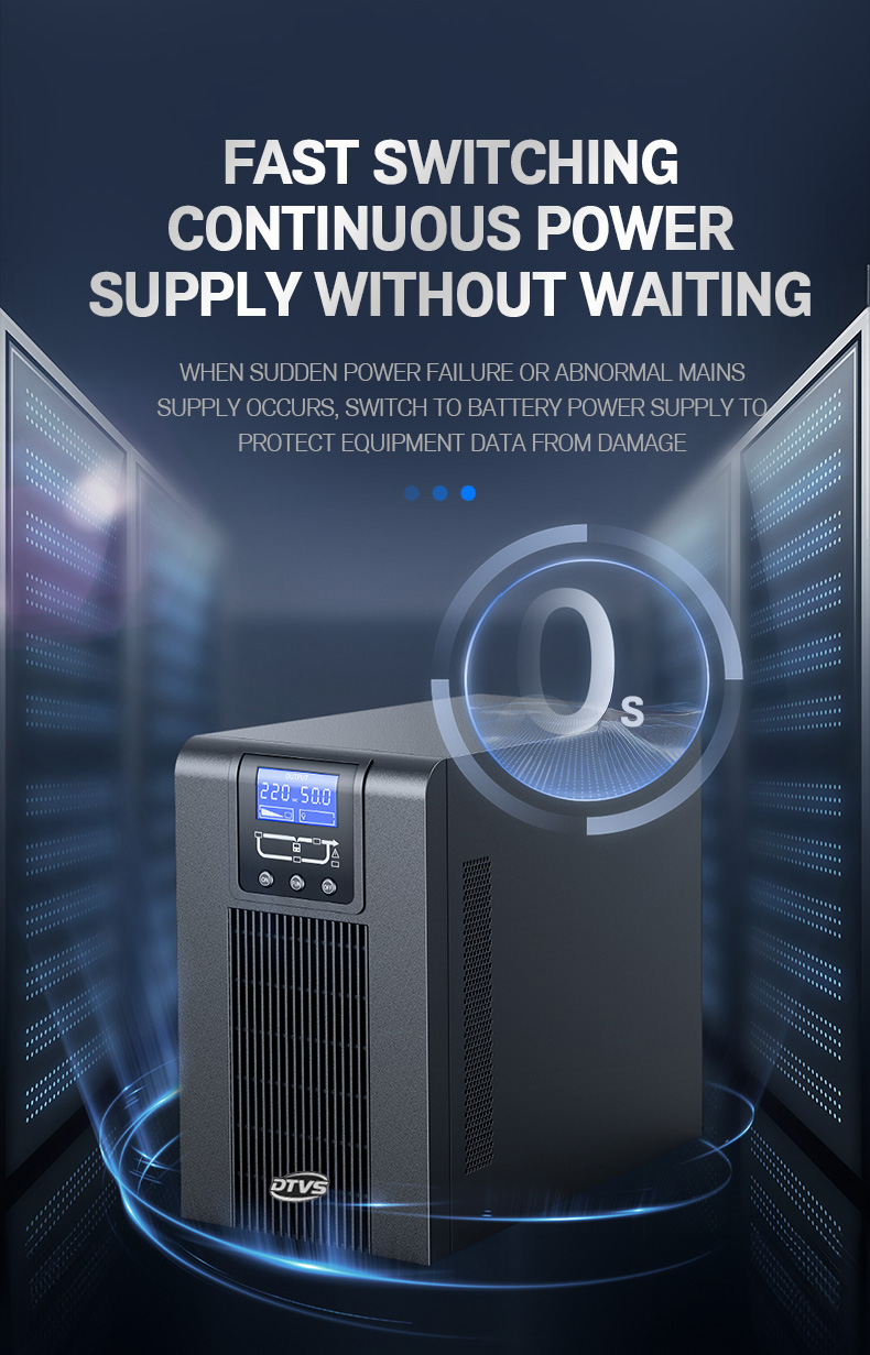 Single Phase 800W/1KVA 60Hz Online UPS with Battery Backup-Server Rack & Tower Power Supply for Data Center