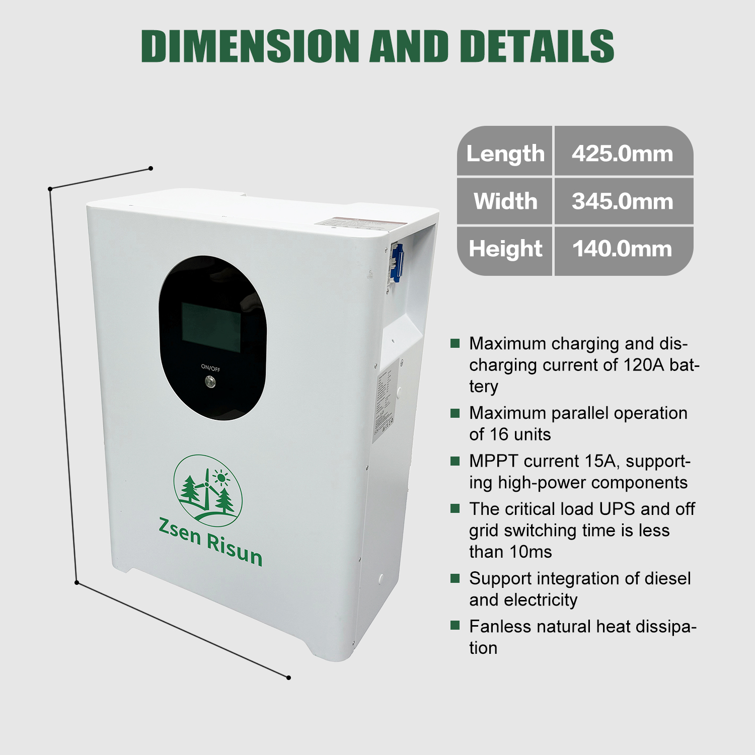 20KWH 400Ah High Voltage Stackable Rack Mounted Split Type Lithium Battery Energy Storage IP20 CAN Communication Solar System