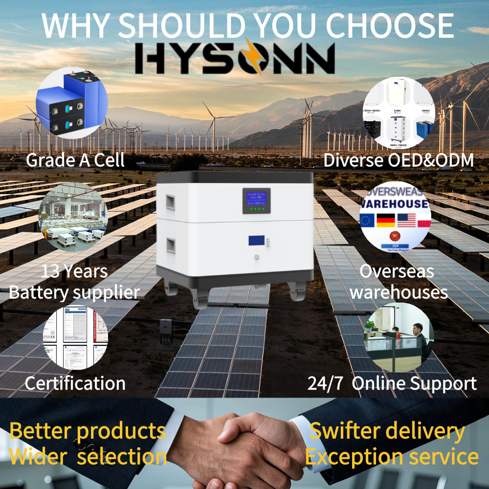 Hysonn Stackable Home Battery 5kWh 10kWh 50kWh Lifepo4 Solar Battery with 5KW Hybrid Inverter for Off Grid System