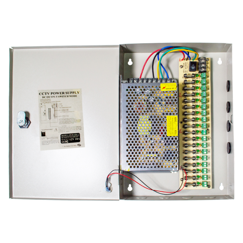 12V 20A 18 CH Telecom Power Supply for CCTV Camera UPS Uninterruptible Power Supply Box Backup Access Control Input Voltage 220V