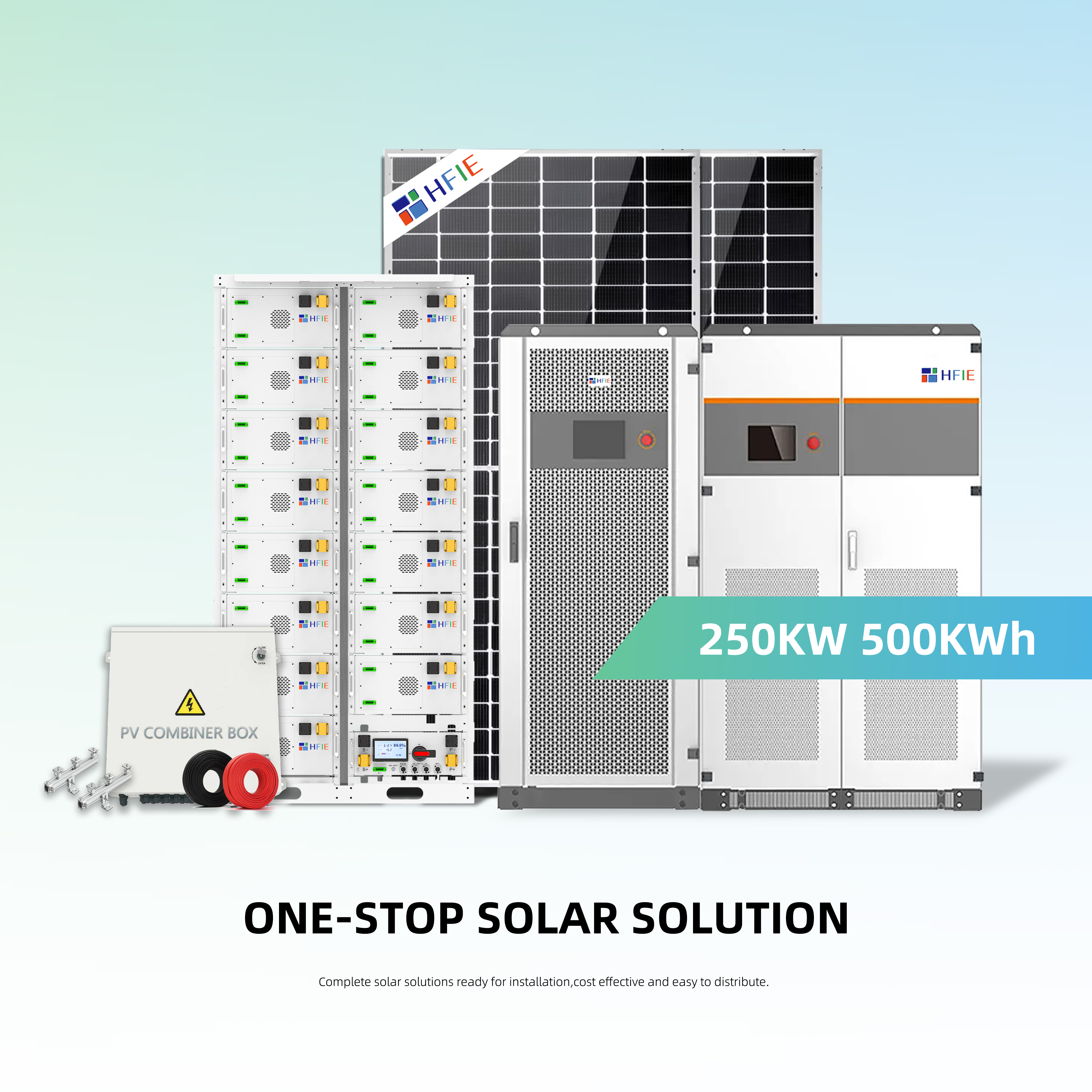 Best Selling Hfie 100kw 200kw 300kw Solar System Lithium Battery a Grade Industry Use in Latin America