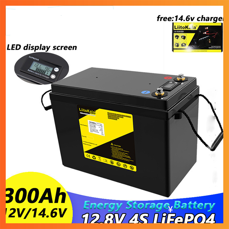 12V 300Ah Lifepo4 Storage Battery Built in Lcd Display for Residential Solar RV Marine Yacht Power Equipment
