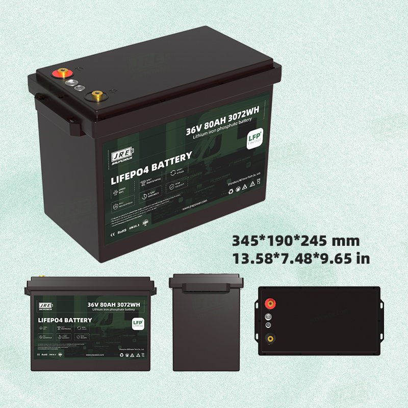 JREPower JszE-LF2365ME 38.4V 50Ah LiFePO4 Semi-Solid State 6000-Cycle Golf Buggy Marine Boat Yacht Lithium Ion Battery Pack