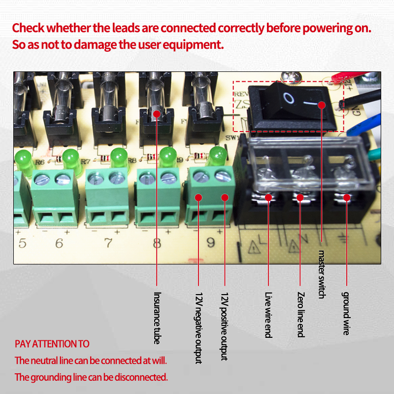 12V 20A 18 CH Telecom Power Supply for CCTV Camera UPS Uninterruptible Power Supply Box Backup Access Control Input Voltage 220V