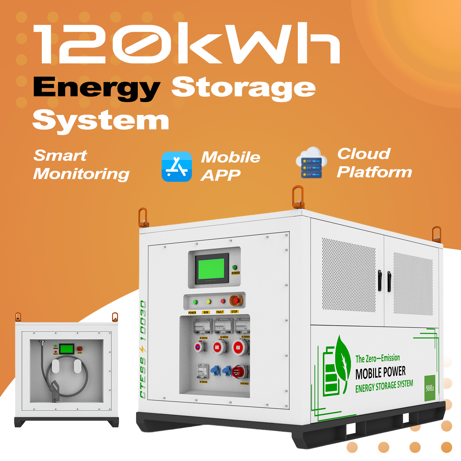 High Density Mobile 120kWh LiFePO4 Battery Storage System for EV Rapid Charging Emergency Backup Off-Grid &amp; Hybrid Operation