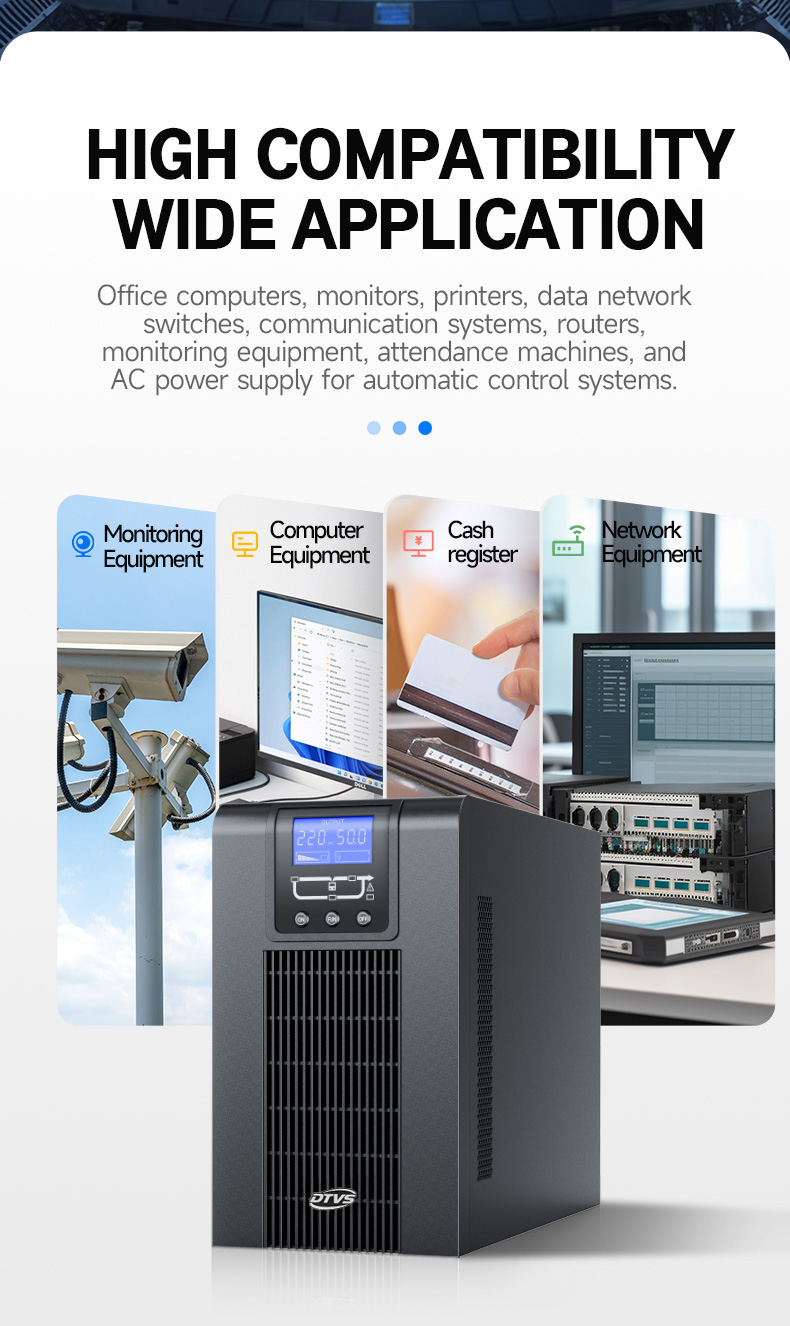 Single Phase 800W/1KVA 60Hz Online UPS with Battery Backup-Server Rack & Tower Power Supply for Data Center