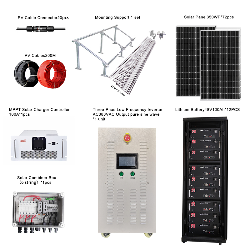Off-grid Solar Energy System Roof Lithium Battery Stacking Aluminum Frame Intelligent Controller Inverter Inverter