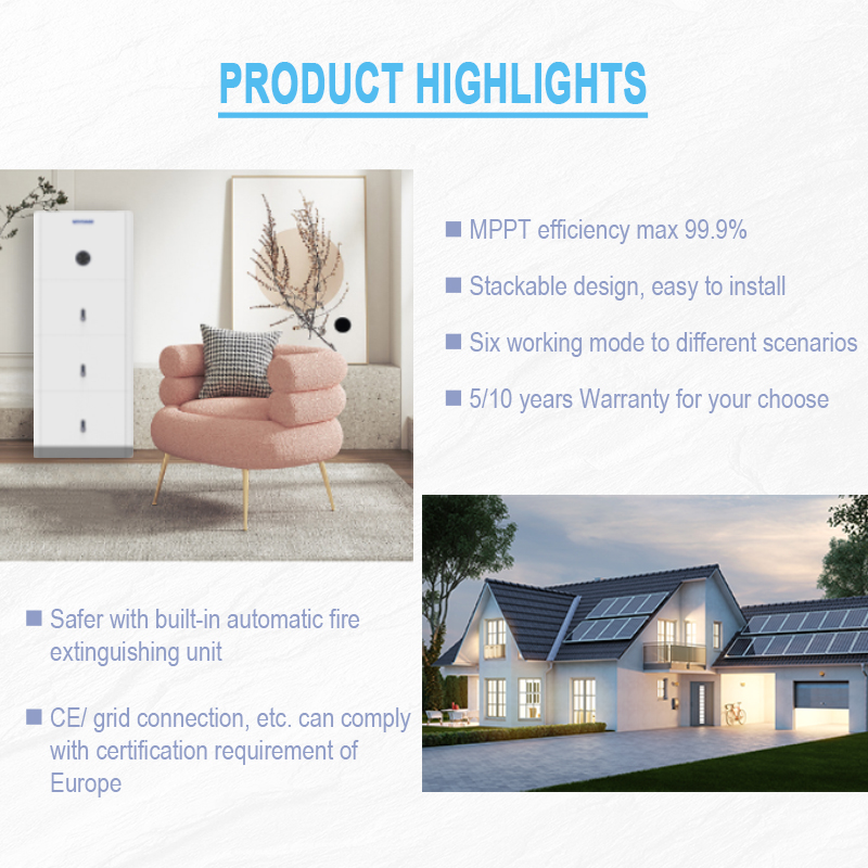 China Supplier 3Kw Solar Inverter All-In-One Hybrid Home Solar Energy Storage System With Lifepo4 Battery Stackable Design