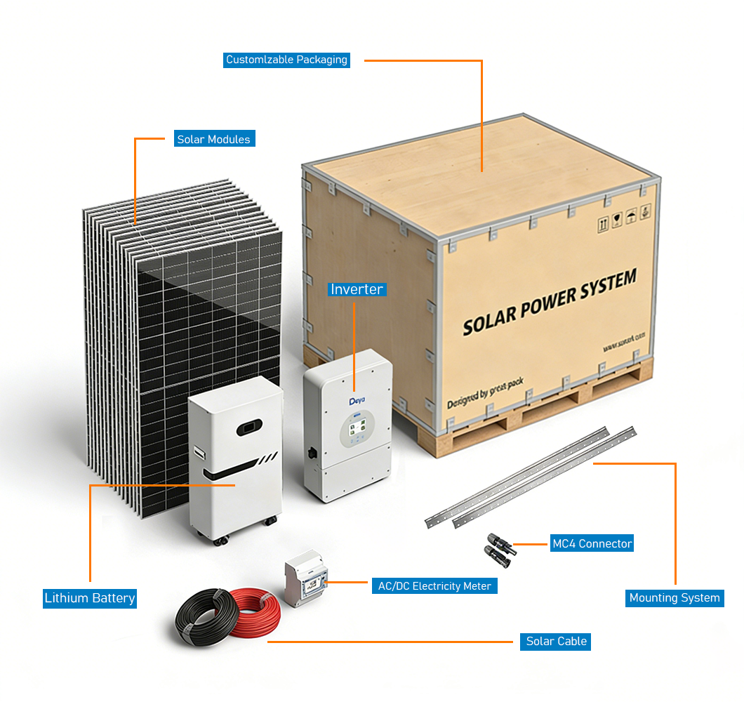 Inverter 11kW Residential 48V MPPT Solar Hybrid System 6kW Lithium 20kW On-Grid 5kW 10-Year Warranty Roof Mounting