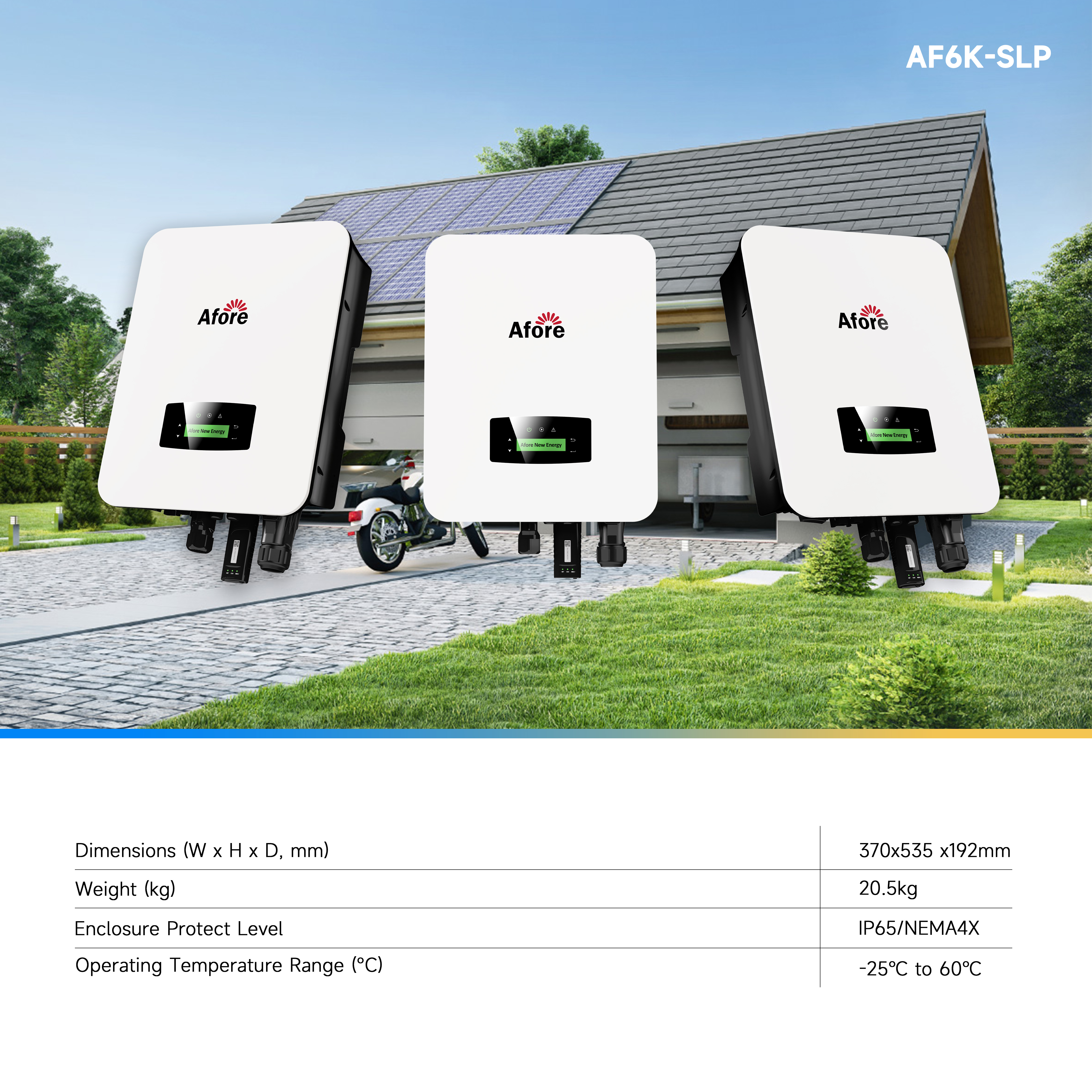 Afore 6KW DC to AC Hybrid Storage Inverter Single Phase Solar Inverter with Low Voltage Lithium Battery for Energy Systems
